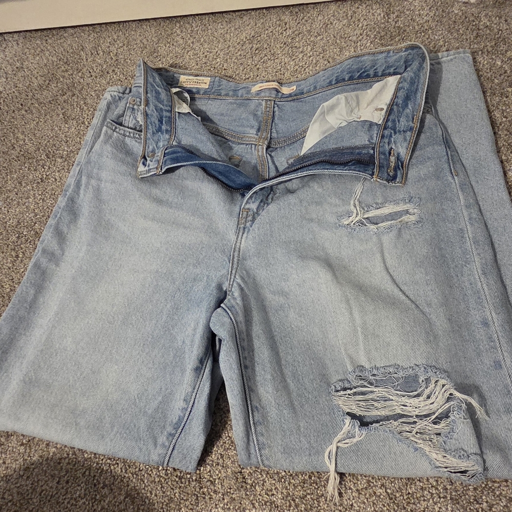 Levi's Light Blue Distressed Denim Shorts